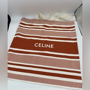 Celine GWP Orange and White Striped Tote
